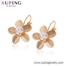 95938 xuping fashion 18k gold color flower shaped hoop earrings for women